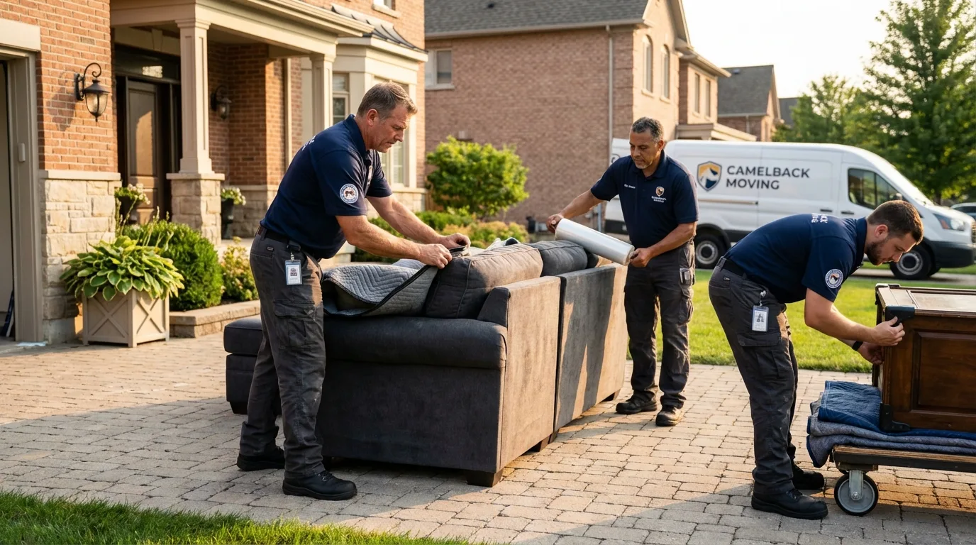 Large estate moving crew wrapping furniture in Minneota, MN