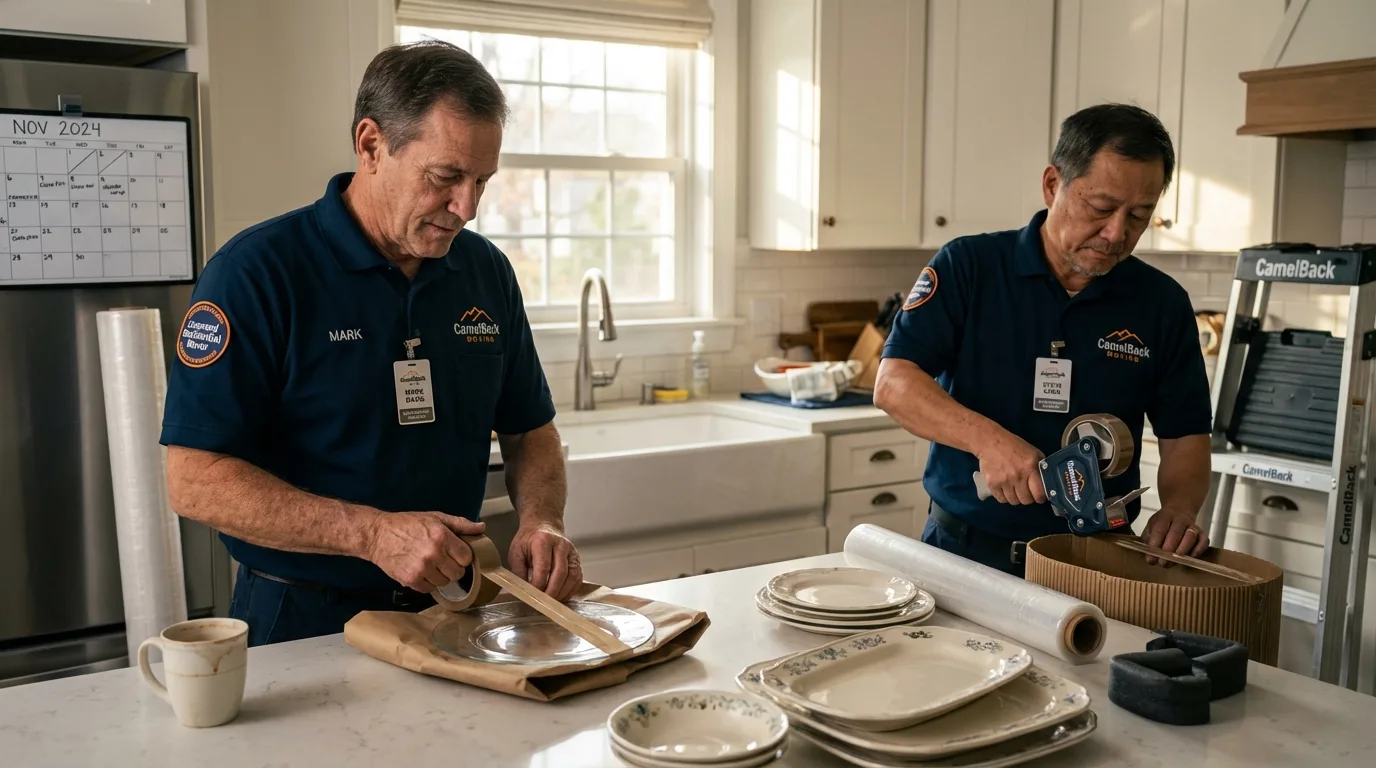 Professional crew packing kitchen dishware in Minneota, MN